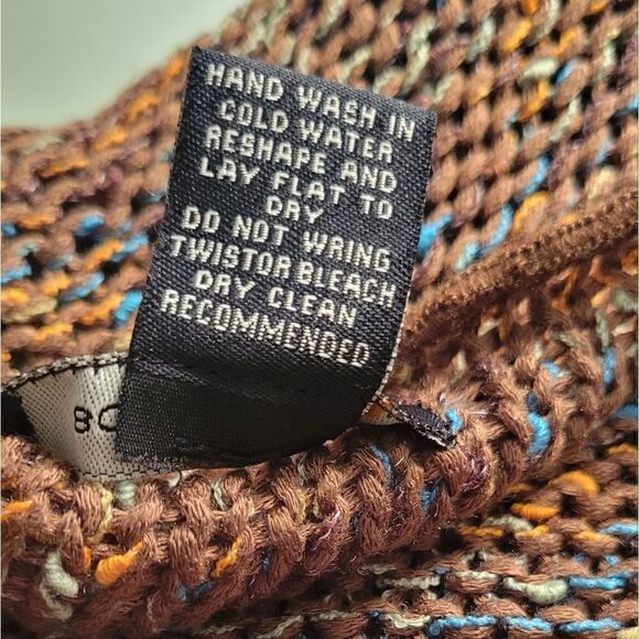 BCBG MAXAZRIA Brown Burnt Orange Chunky Nubby Open Knit Cardigan Sweater M - Picture 10 of 10